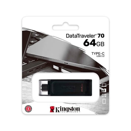 PENDRIVE 64GB USB-C 3.2 KINGSTON DT70 NEGRO