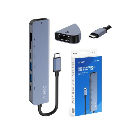 HUB SAVIO 7EN1 USB-C AK-82