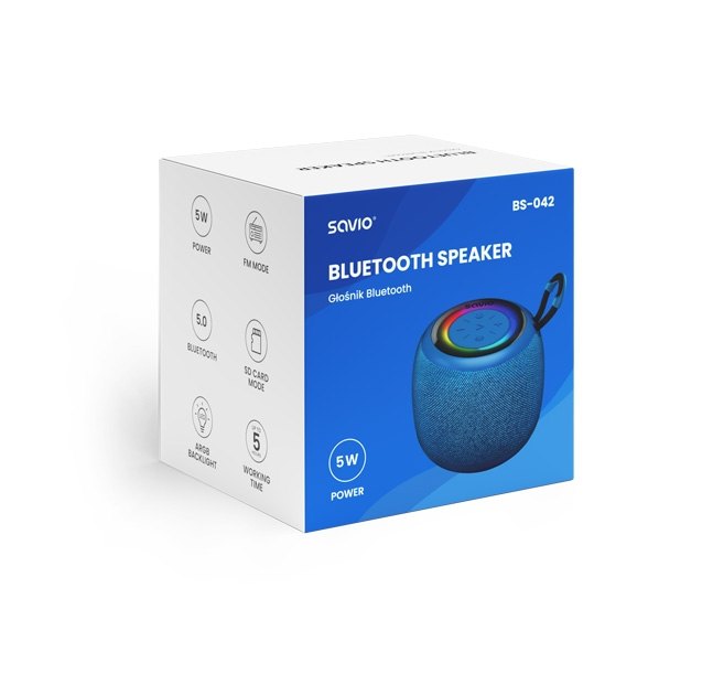 ALTAVOZ BLUETOOTH 5.0 5W NEGRO SAVIO BS-042