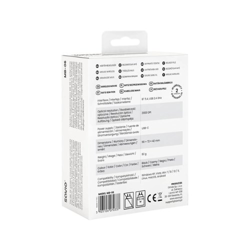 RATON OPTICO SAVIO MB-06 WIRELESS 2000 DPI