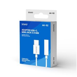 ADAPTADOR USB-C A MINI JACK 3.5 MM SAVIO AK-52