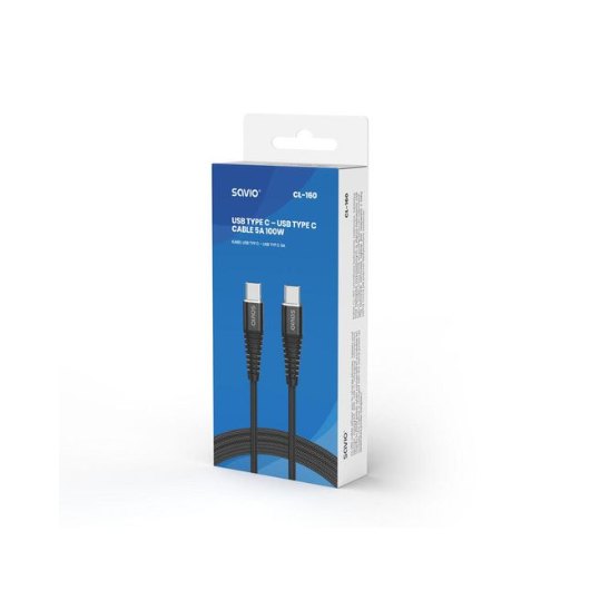 CABLE USB-C A USB-C SAVIO 5A 2M CL-160