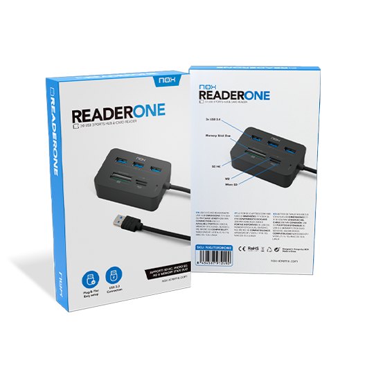 LECTOR DE TARJETAS + HUB USB 3.0 NOX READER ONE