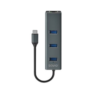 HUB SAVIO USB(C) – 3 X USB(A) 3.1 + 1 X RJ45